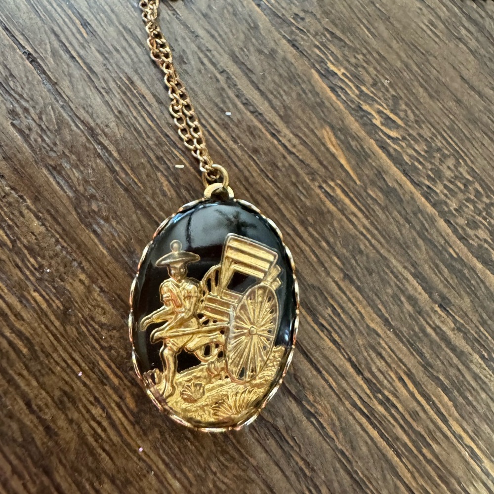 Gold and Black Celestial Charm Necklace